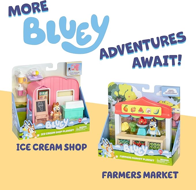 Bluey Let’s Play Chef Food Truck Playset, Convertible Food Truck Toy with 3” Articulated Apron Figure, Play Restaurant for Kids of Ages 3+