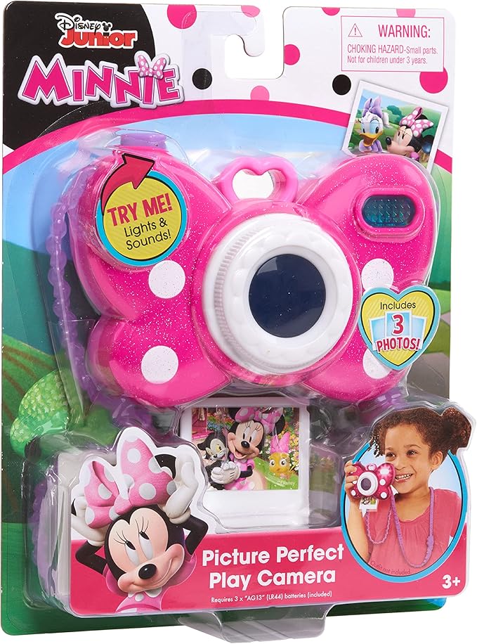 Disney Junior Minnie Mouse Picture Perfect Pretend Play Camera, Lights, Realistic Sounds, Easter Basket Fillers, Gifts, Presents, Officially Licensed Kids Toys for Ages 3 Up by Just Play