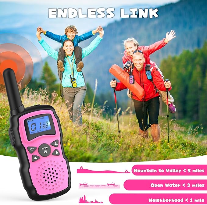 Wishouse Walkie Talkies Long Range for Adults Kids, Rechargeable Radios 4 Pack,for Camping & Hunting