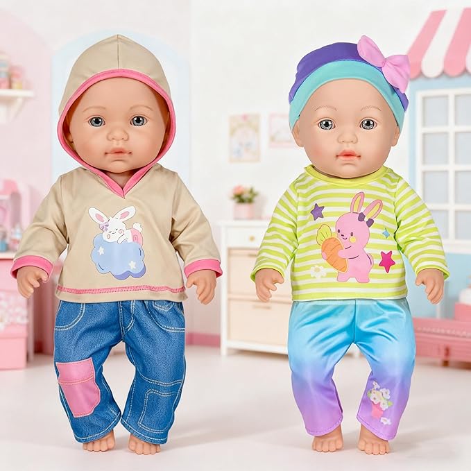 iBayda 10 Sets Doll Clothes and Accessories Include Rompers, Outfits for 14-17 Inch (35-43cm) New Born Baby Dolls (Doll Not Included)