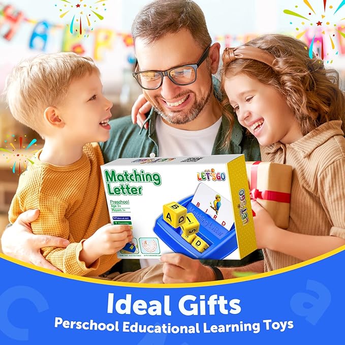 SAITCPRY Educational Toys for 3 4 5 Year Old for Toddlers 2-4 Year Matching Letter Games for 3-5 Montessori Toys for Kids Toy for Ages 2-4 4-6 (Blue/Yellow)