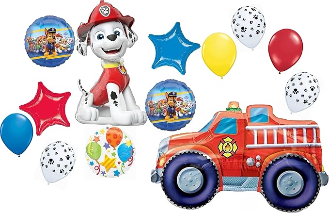 Anagram Paw Pups Marshall and Fire Truck Ladder Engine on Patrol Birthday Party Supplies Balloon Bouquet Decorations