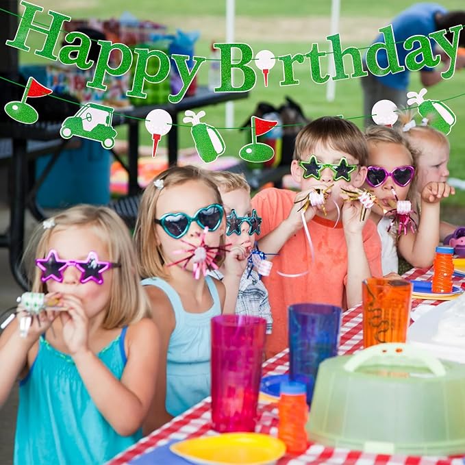 MEMOVAN Golf Birthday Banner Let's Par-Tee Banner Golf Theme Retirement Banners Golf Happy Birthday Garland for Golfer Lover Men Sports Par-Tee Time Party-BDAY