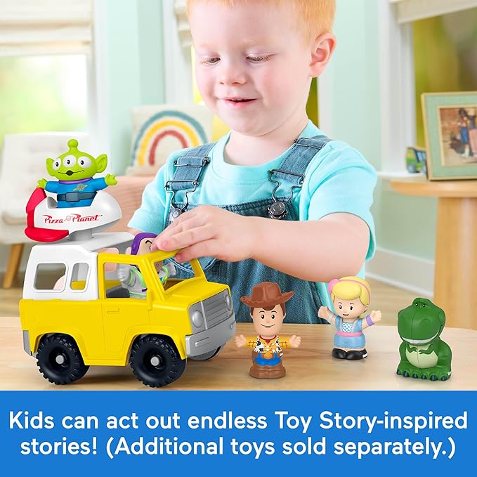 Fisher-Price Little People Toddler Toy Disney & Pixar Toy Story Pizza Planet Truck with Buzz Lightyear & Alien Figures for Kids Ages 18+ Months