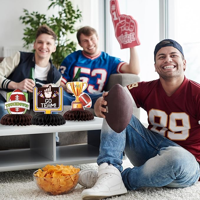 ArtCreativity Football Centerpieces for Table - Set of 10 - Sports Football Party Table Centerpiece Decoration - Football Table Party Supplies for Tailgates - Football Birthday Party Centerpiece Decor
