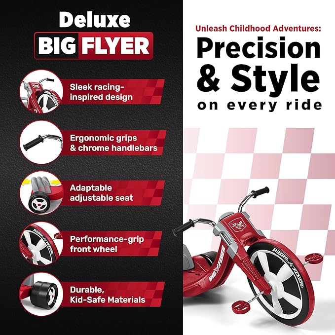 Radio Flyer Deluxe Big Flyer, Outdoor Toy for Kids Ages 3-7, Red Toddler Bike