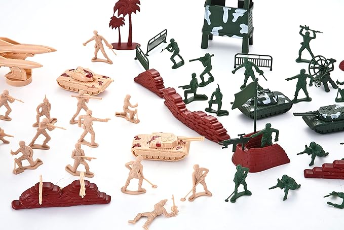 JOYIN 164 Piece Military Soldier Playset Army Men Play Bucket Army Action Figures Battle Group Deluxe Military Playset, Aircrafts, Helicopters, Tanks with Bucket, Easter Basket Stuffers