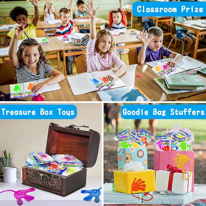 41Pack Sticky Hands for Kids Classroom Prizes Stretchy Summer Birthday Supplies Pinata Goodie Bag Stuffers Treasure Box Toy Small Slap Hand Party Favor Treat Trinkets School Prizes Bulk Toy