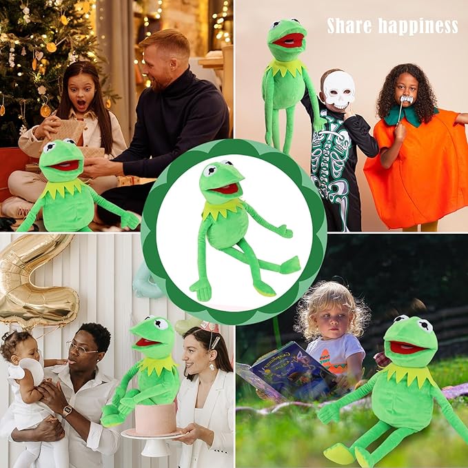 SUIYUEOUR Kermit The Frog with Control Rod Metal Puppets Set,The Muppets Show, Puppet Theatre,Soft Plush Frog Puppets Suitable for Kids Role Play Toy - 24 Inches,3 Years +