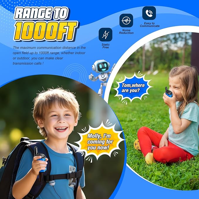 Rechargeable Walkies Talkies for Kids Toys: 2 Pack Walkie Talkies for Kids Easter Birthday Gifts for 3 4 5 6 7 8 Year Old Boys Grandkids Toys for 3-8 Year Old Boys