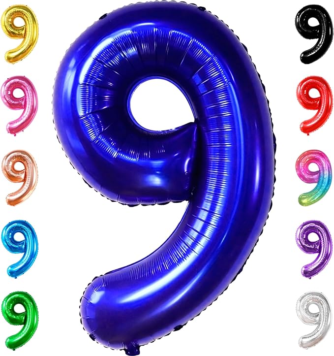 KatchOn, Giant Royal Blue Number 9 Balloon - 40 Inch | Foil 9 Birthday Balloon for 9th Birthday Decorations | 9th Anniversary Decoration | Royal Blue Party Decoration