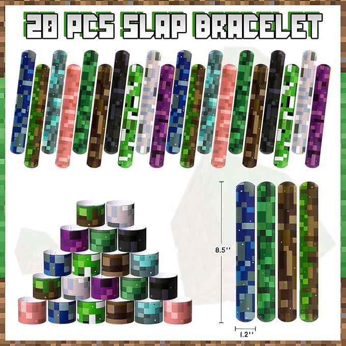 20Pcs Birthday Party Supplies,Slap Wristband Set,Best for Fill Up the Goodie Bags