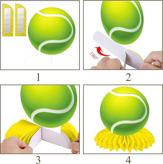C L cooper life Tennis Party Honeycomb Centerpieces for Tennis Ball Birthday Party Decorations Sport Theme Centerpiece Decoration for Sport Theme Baby Shower Supplies