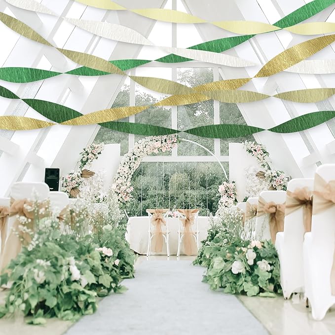 Sage Green Party Decorations,Crepe Paper Streamers for Camp Bachelorette, Baby Shower, Wedding, Bridal Shower, Engagement Woodland Party Supplies Decor(6 Rolls)