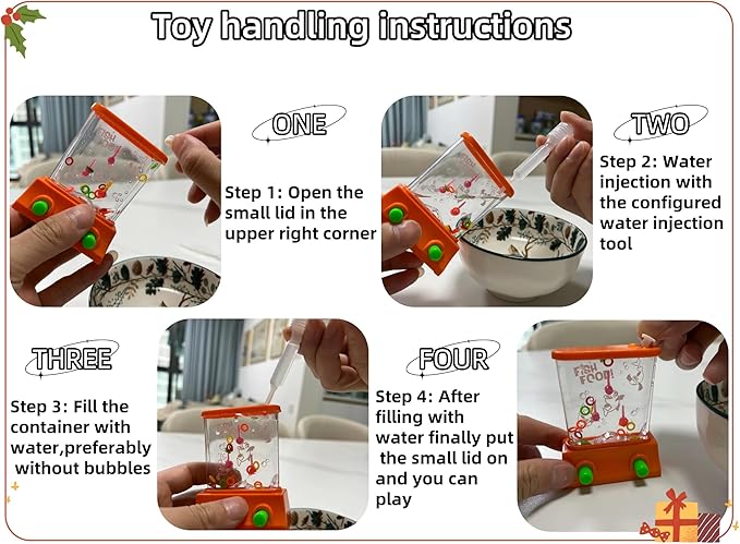 2 Pieces Water Handheld Games for Kids Fish Ring Toss & Basketball Retro Mini Orange Toy Water Ring Toss Handheld Game Car Travel Toy Games Console Pocket Games for Kids Holiday Present