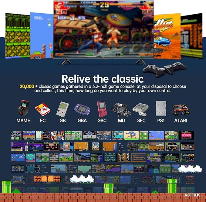 2026 Retro Gaming Console with 20,000+ Classic Video Games, 4K HDMI Out Wireless Retro Game Console with Dual 2.4G Controllers, Plug and Play Video Games for Birthday Gifts