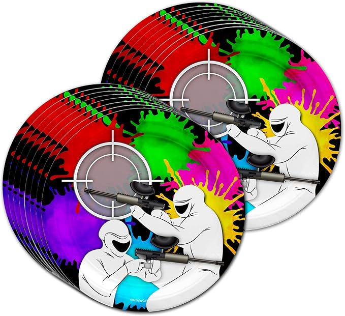 Paintball Birthday Party Supplies Set Plates Napkins Cups Tableware Kit for 16