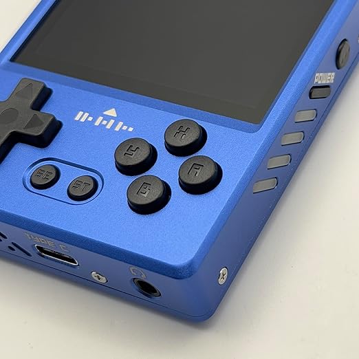 GKD Pixel 2 Metal Console 2.4-inch IPS Screen Aluminum Body Gaming Player Retro Pocket Mini Game Console Portable Handheld Come With 64GB TF Card (Blue)