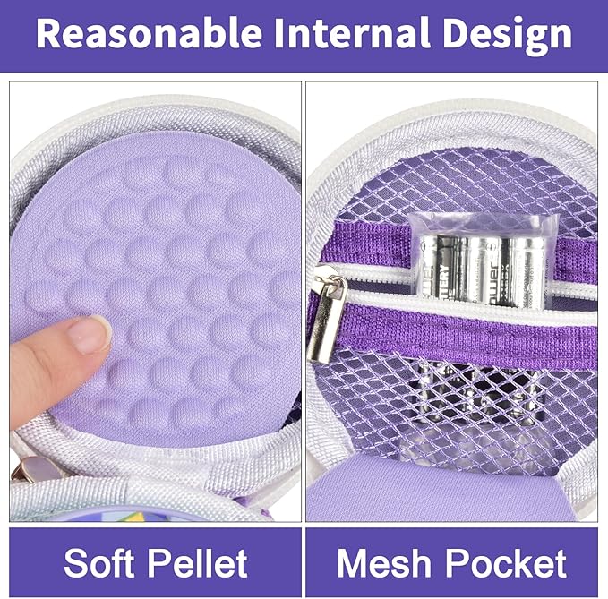 casmilee Toy Case for Punirunes/for Tamagotchi Interactive Digital Pet, Kids Virtual Electronic Pets Holder with Partition to Protect Screen & Mesh Pocket for Small Accessories- Box Only (Purple)