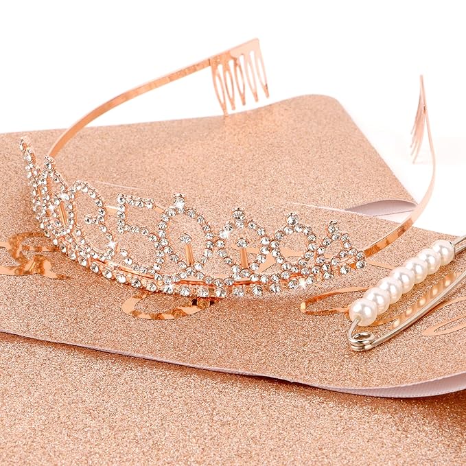 CIEHER 35th Birthday Crown & Sash Set + Tiara, Fabulous 35th Decorations & Gifts