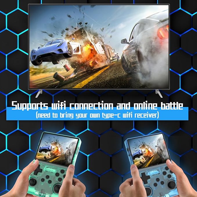 FHYRGF[30000 in 1] R40S PRO Handheld Game Console 3.5 inch IPS Screen Mini Retro Console 3800mAh Portable Pocket Arcade 45+ Mainstream Emulator 256G TF Card Transparent.(Green)