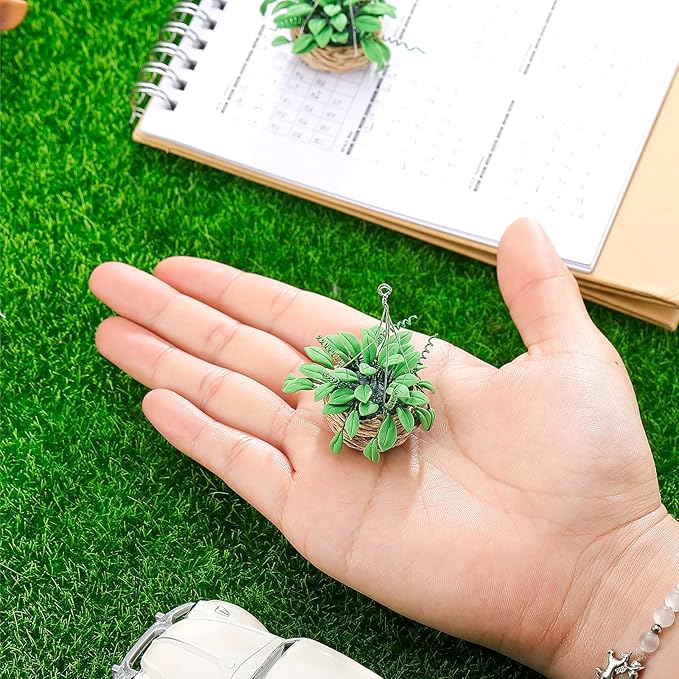 Skylety 2 Pieces 1:12 Miniature Dollhouse Plants Miniature Bonsai Plant Dollhouse Christmas Tree Mini Potted Houseplant Hanging Bonsai Pot Model for Home Hanging Decorations Toys DIY