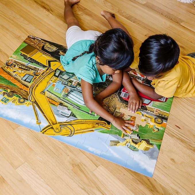 Melissa & Doug Building Site Floor Puzzle, 48 pc Jumbo Jigsaw Puzzle, Educational Screen Free Activity for Toddler, Preschoolers and Kids Ages 3+ (2 x 3 Feet) - FSC Certified