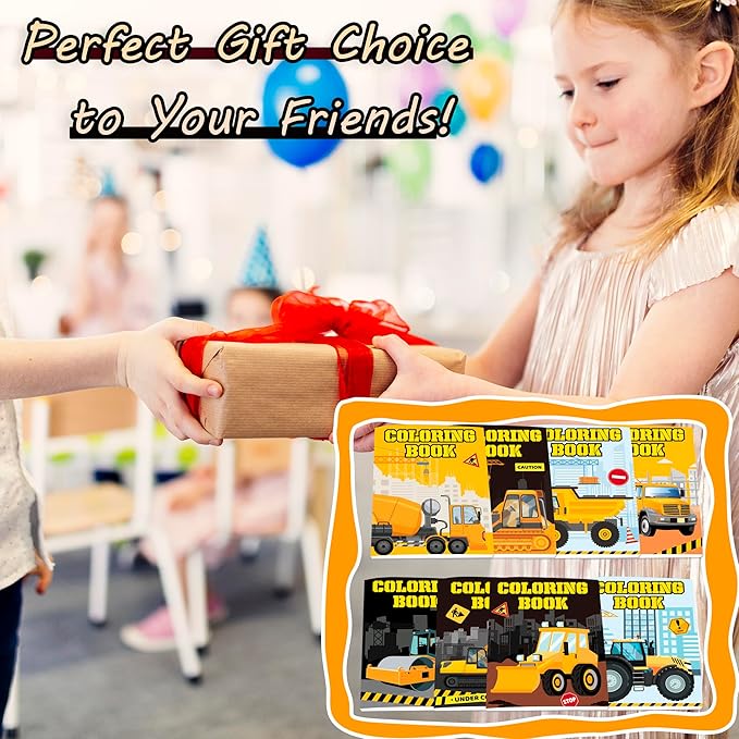 Lyosehy 24PCS Coloring Books Construction Trucks Theme Party Favors Construction Trucks Coloring Books Bulk Building Theme Including Dump Trucks Diggers Cranes Tractors