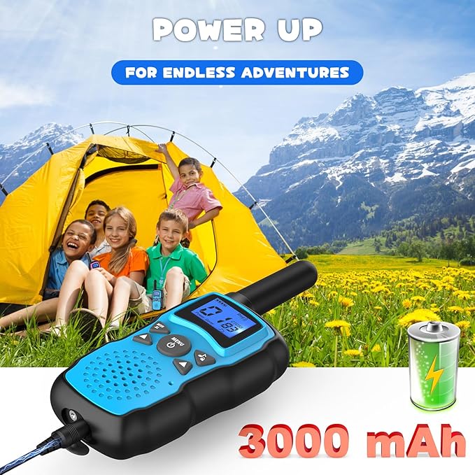 Wishouse Walkie Talkies for Kids Rechargeable 4 Pack,Walky Talky for Adults 2 Way Radio with 2 USB Chargers 12000mAh Battery,Camping Games Toy Birthday Halloween Xmas Gift for Children Family