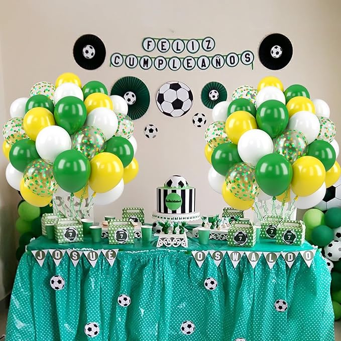 Paready Green and Yellow Balloons - 50 Pcs Confetti Balloons, 12 Inch Latex Balloons for Birthday Party, Graduation Class of 2024, Tractor Party Decorations