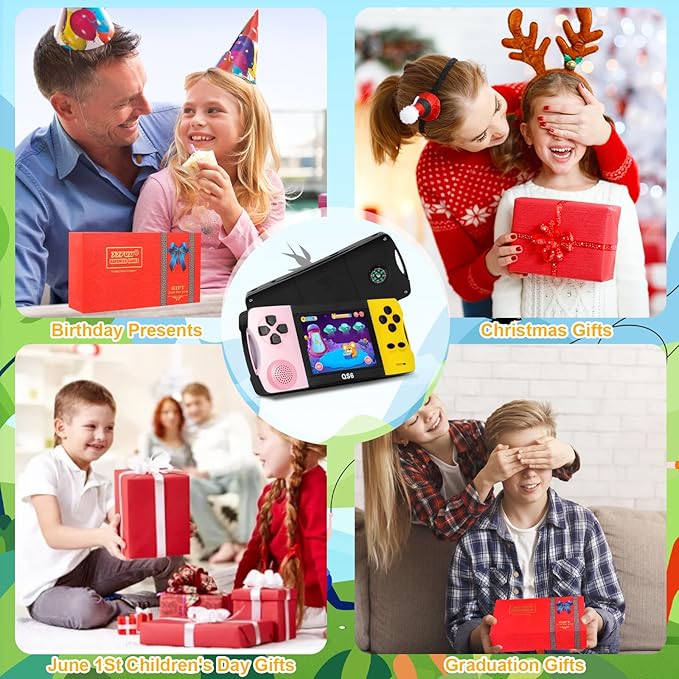 JJFUN Kids Portable Retro Handheld Game,Buit in 138 Claasic Games and 3.2'' IPS Screen, Rechargeable Portable Toy for Home/Car/Travel/On-The-go Fun, Perfect Birthday for Girls Ages 3-12