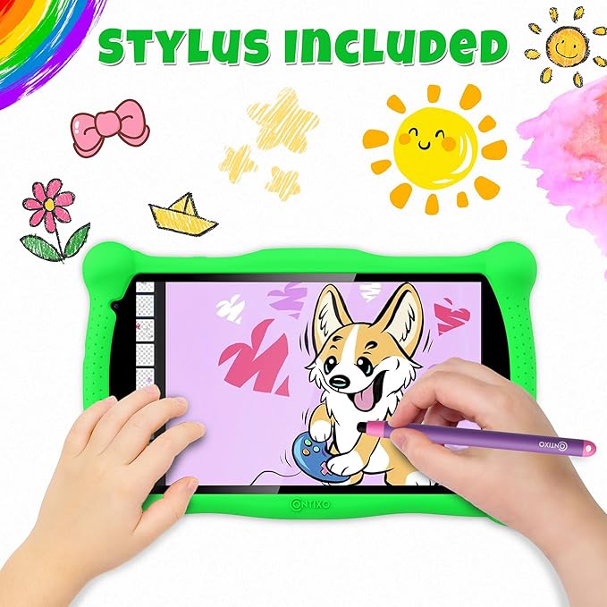 Contixo V10A 7" Kids HD Learning Tablet for Ages 3–7 with 32GB, Parental Controls, Kid-Proof Case, Stylus & 50+ Disney eBooks ($200 Value), Educational Games Included, Green