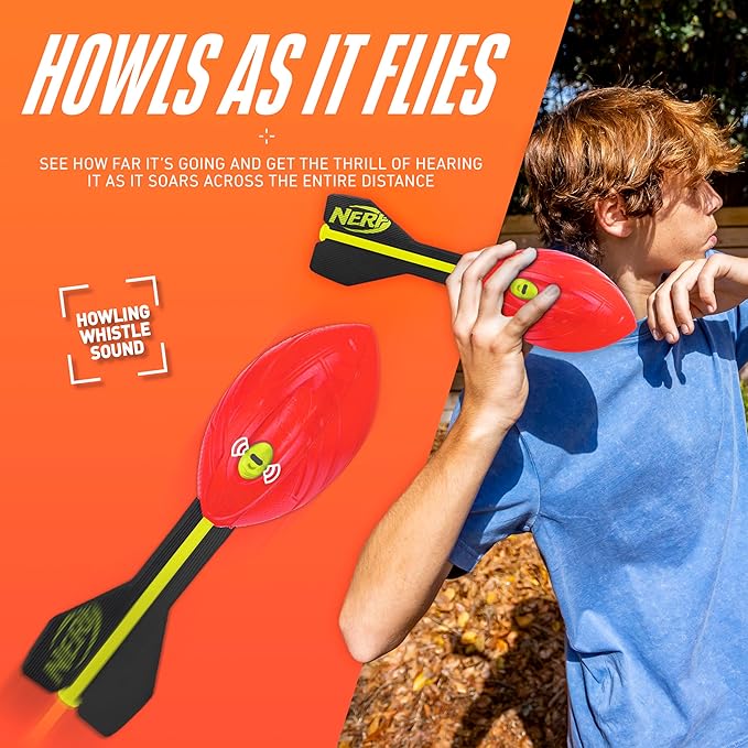 Nerf Vortex Aero Howler Foam Ball, Classic Long-Distance Football, Flight-Optimizing Tail, Whistling Sound, Indoor & Outdoor Fun, Christmas Stocking Stuffers for Kids