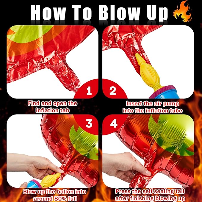 18 Pcs Fire Truck Balloons Set 4 Aluminum Foil Flame Balloon, 2 Fire Truck Firefighter Balloon, 6 Fire Balloons, 6 Star Balloons for Rescue Themed Decoration Firefighter Birthday Party Supplies