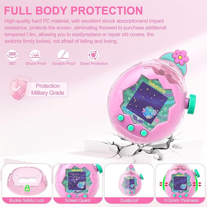 for Tamagotchi Paradise Clear Case and Replacement Lid Set, Ideal for DIY Fans, Collectors and Display, for Paradise Tamagotchi Accessories, with Lanyard (No Device/Film)