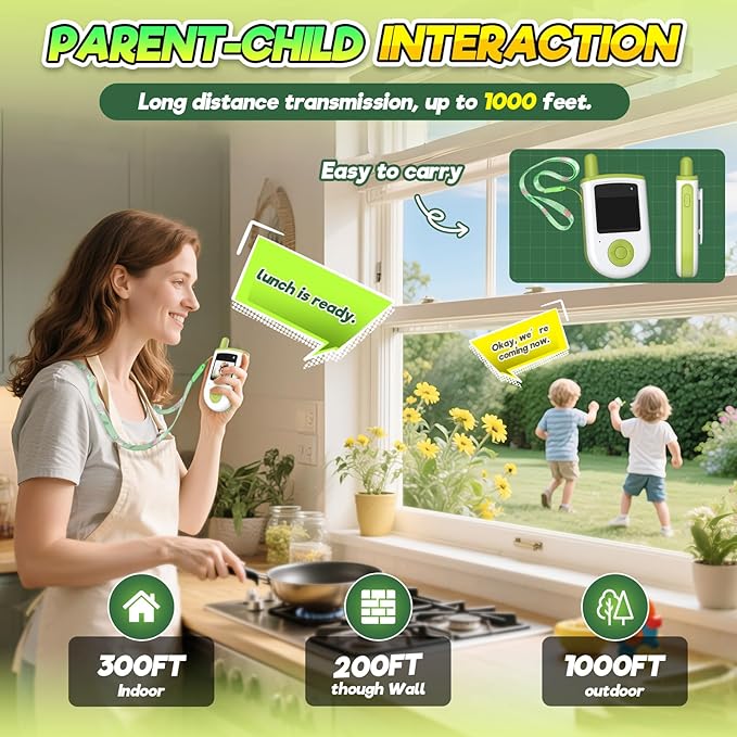 Video Walkie Talkies for Kids,2 Pack Rechargeable Kids Walkie Talkies with Video Call & Camera,Send Photos/Text,3 Mini Games & 1000ft Range, Camping, Birthday,Hiking Gift for 3-12 Year Old Boys Girls