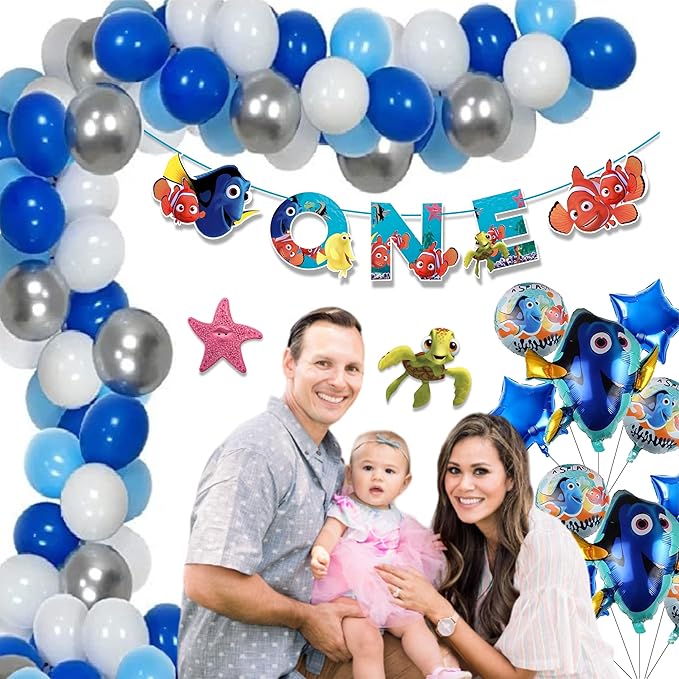 "Findng Nmo 'One' Birthday Banner | Under the Sea Party Decoration | Ocean Theme Celebration | Nautical Party Supplies | Fun & Vibrant Decor for Special Events"