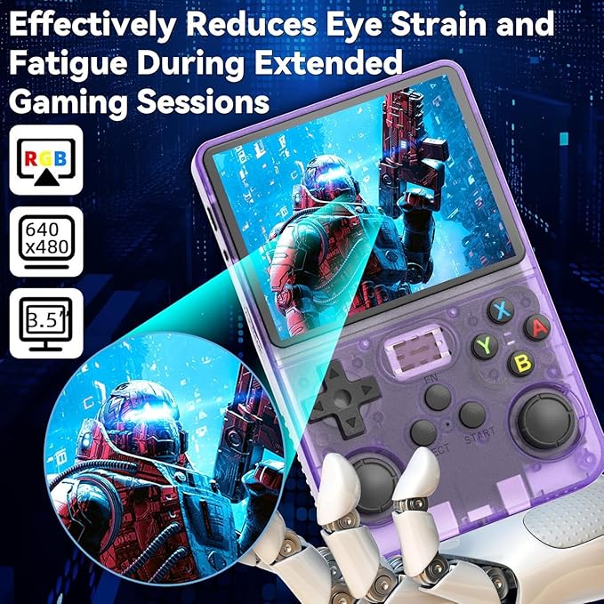 R36S Handheld Game Console, Preloaded with 15000+ Games (Purple)