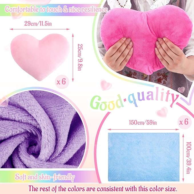 72 Pcs Sleepover Party Supplies Galentines Spa Birthday Slumber Party Favor, Colorful Blanket Pillow Headband Scrunchies Eye Mask Wristband Tote Bag Straw Cup Socks Hair Claw Clip Mirror Comb Bracelet