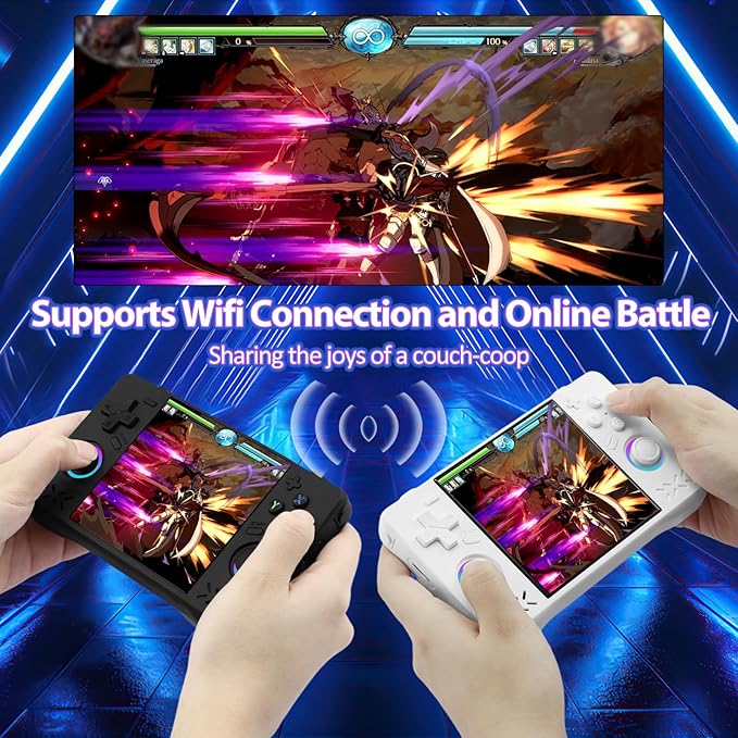 Upgraded XF40H Handheld Game Console, Retro Gaming Console Preloaded Classic Games with Multiple Emulators, 4.0 Inch 4K HD IPS Screen Open Source Linux System, Pocket Video Gaming (White-128G)