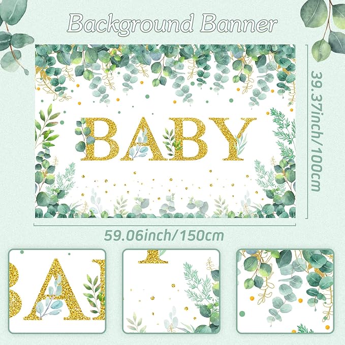 Sage Green Baby Shower Decorations 125PCS Green Balloon Arch Kit, Balloon Boxes, Backdrop for Woodland Jungle Theme Baby Shower Decor Gender Reveal Birthday Party Supplies