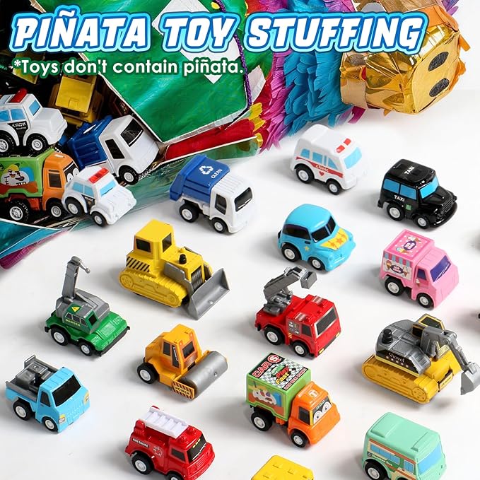 Fajiabao 18 PCS Toy Cars for Toddlers Mini Pull Back Cars Trucks Party Favors for Kids 3-5 Classroom Prizes Easter Egg Fillers Basket Stuffers Bulk & Goodie Bag & Pinata for 2 3 4 5 6 Boys Girls