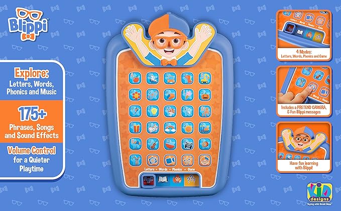 ekids Blippi Kids Tablet for Preschool Learning, Toddler Tablet with Educational Games and ABC Learning for Toddlers and Fans of Blippi Toys