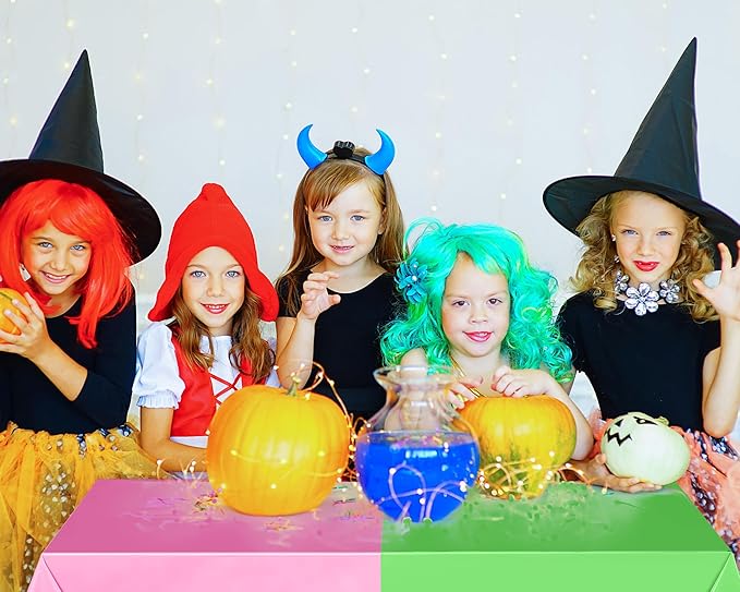 Peryiter 6 Pcs Plastic Pink and Green Tablecloths Witch Pink and Green Party Supplies Disposable Tablecloth Waterproof for Birthday Halloween Party Decorations, 54 x 108 Inches