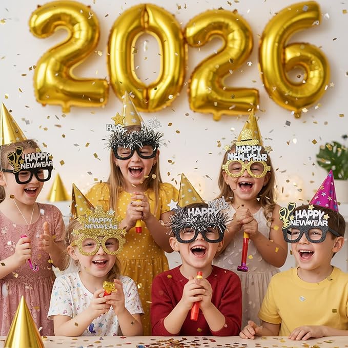 KALOR 16 Inch 2026 Gold Foil Number Balloons, 2026 New Years Decorations for 2026 Happy New Year Eve and Graduations Party Supplies