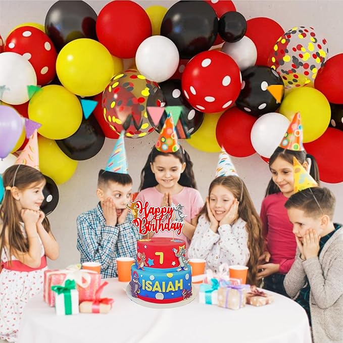 "Tom & Jery Happy Birthday Cake Topper – Cartoon Theme Birthday Party Supplies – Fun and Colorful Cake Decoration – Perfect Cake Decoration for Boys and Girls – Cartoon Party Supplies "
