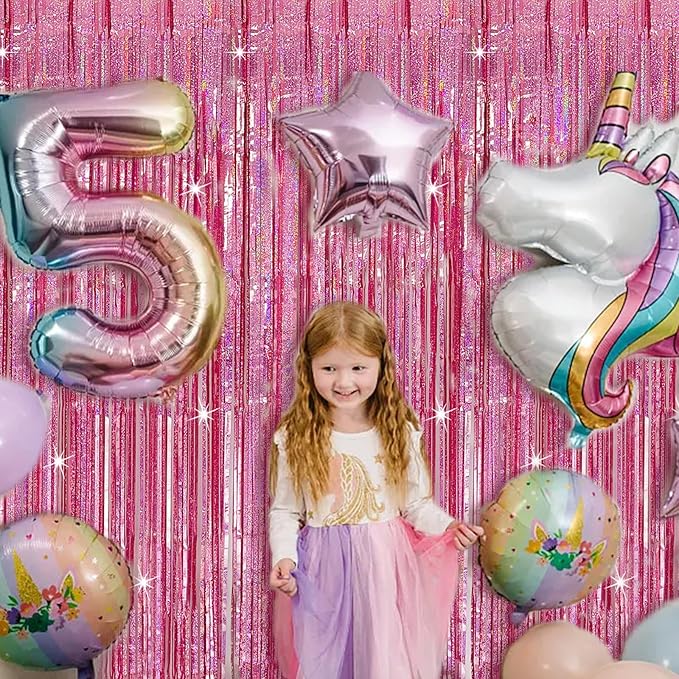 3 Pack Pink Backdrop Party Decorations Tinsel Curtain Party Backdrop Foil Fringe Birthday Decorations Photo Booth Streamer Backdrop Pink Theme Bachelorette Valentines Party Decorations