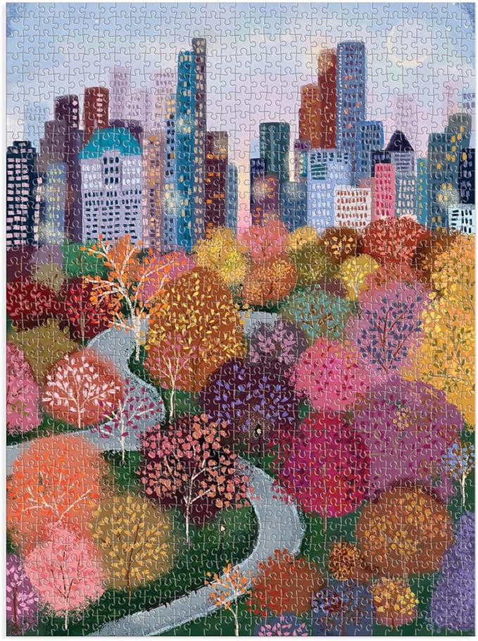 Galison Parkside View 1000 Piece Puzzle in a Square Box from Galison - 1000 Piece Puzzle for Adults, Beautiful Illustrations from Joy Laforme, Thick and Sturdy Pieces, Idea