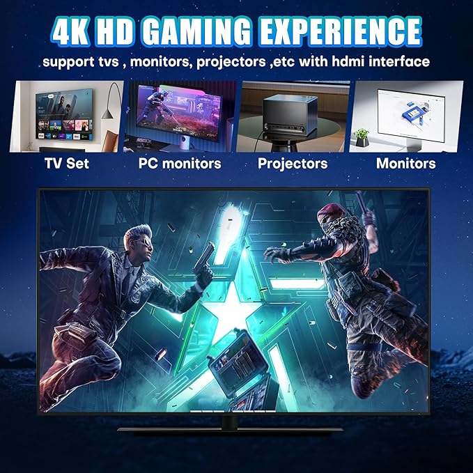M15 Retro Gaming Console,Dual 2.4GHz Wireless Controllers,Retro Game Stick with 64GB TF Card,Support 23 Emulators,Game Stick 4K HDMI Plug and Play Video Games for TV