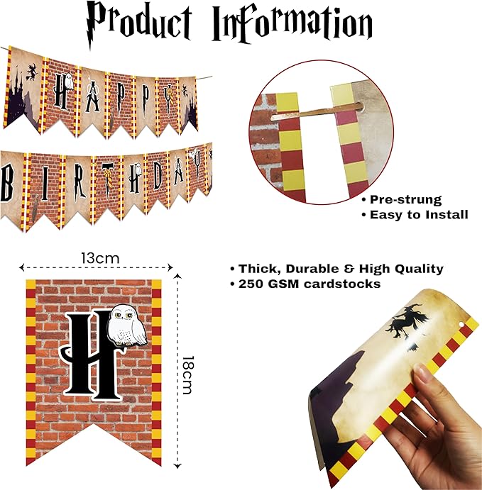Wizard Happy Birthday Banner 10 Feet Wizard Party Decorations Magical Birthday Decorations Magical Party Decorations Wizard Backdrop Wizard Props for Room Decorations